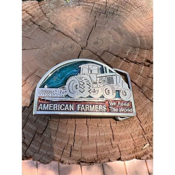 Vintage 1970s Farmer Belt Buckle - Picture 2 of 3